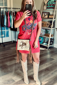 Wild West Cowboys Rodeo Tee Shirt Dress {Red}