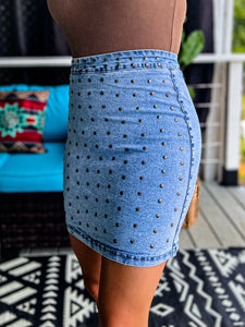 Concho Studded Dreamz Denim Skirt