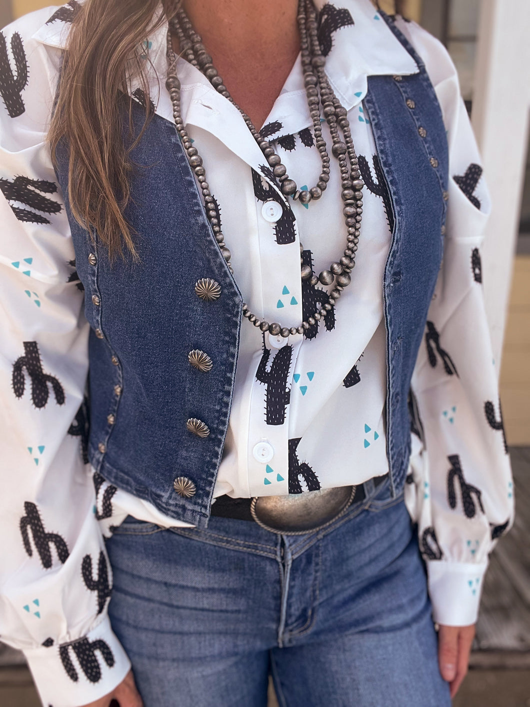Pecos Queen Denim Concho Vest