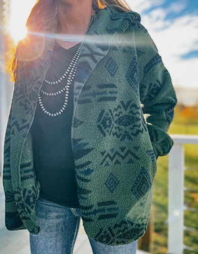 The Jackson Hooded Fleece Jacket {Hunter Green}