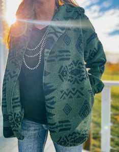 The Jackson Hooded Fleece Jacket {Hunter Green}