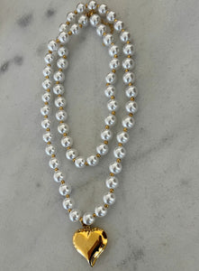 Wrap Around Pearl Heart Necklace