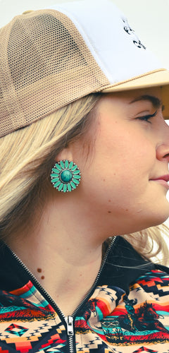 Western Concho Turquoise Earrings
