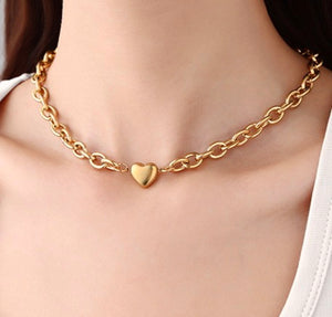 Chunky Chain Heart Necklace