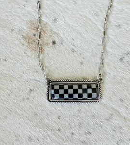 Western Checker Bar Necklace