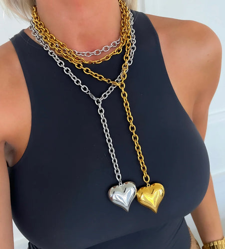 XL Wrap Around Heart Necklace {Gold or Silver}