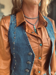 Pecos Queen Denim Concho Vest