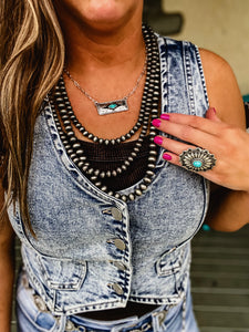 Dallas Denim Crop Vest {Acid Wash}