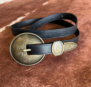 The Oakley Black Western Belt {Gold Buckle)