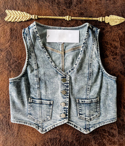 Dallas Denim Crop Vest {Acid Wash}