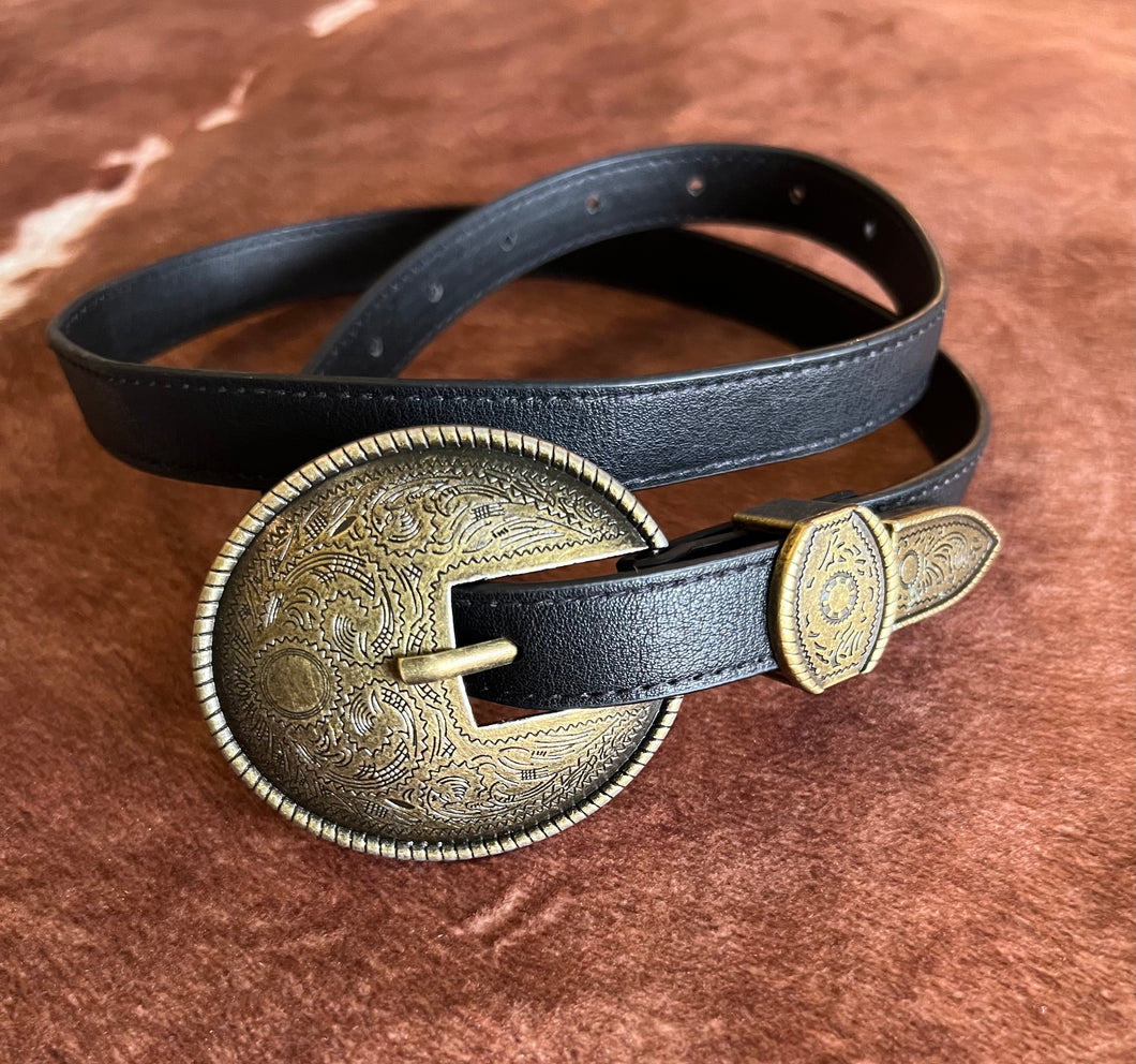 The Oakley Black Western Belt {Gold Buckle)