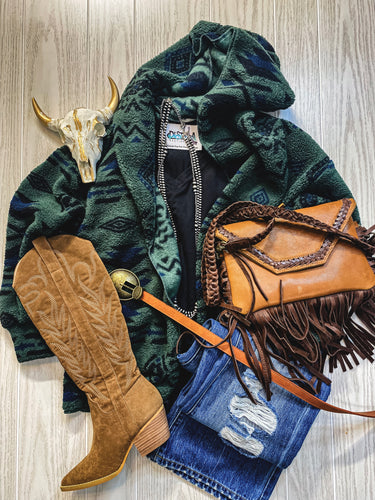 The Jackson Hooded Fleece Jacket {Hunter Green}