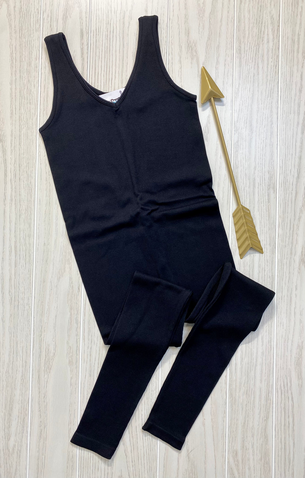 Ribbed Sports Bodysuit {Black}