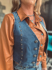 Pecos Queen Denim Concho Vest