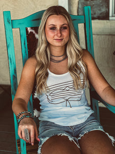 The Boot Stitch Razorback Tank {White}