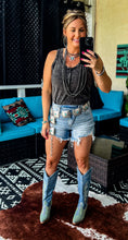 Ada Asymmetrical Distressed Shorts {Light Denim}