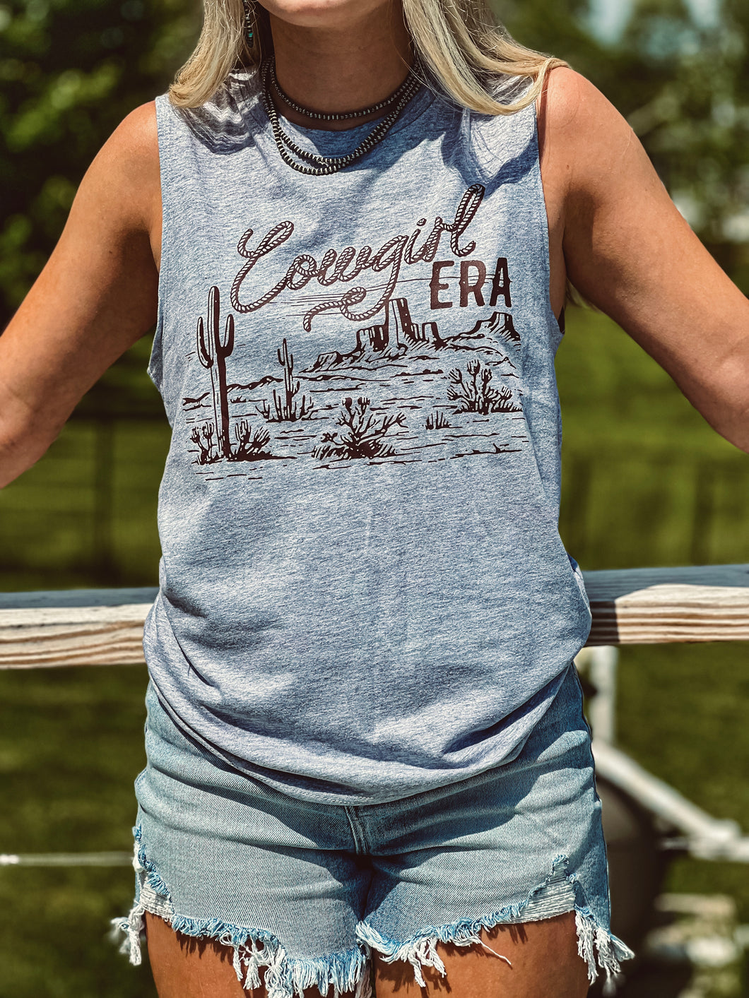 Cowgirl Era Tank {Heather Grey}