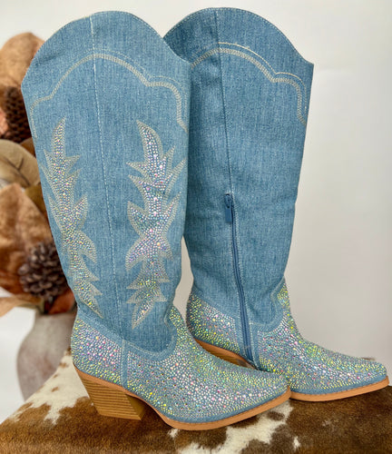 Somebody’s Problem Cowboy Boots {Denim}