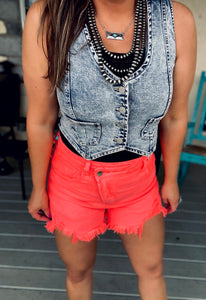 Dallas Denim Crop Vest {Acid Wash}