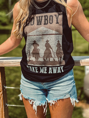 Cowboy Take Me Away Tank {Black}