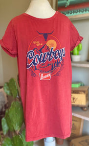 Wild West Cowboys Rodeo Tee Shirt Dress {Red}