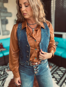 Pecos Queen Denim Concho Vest