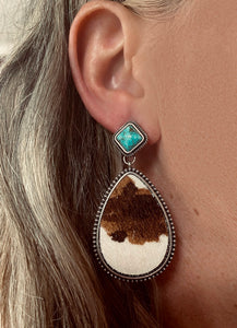 Drop Tine Cowhide Earrings