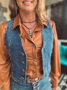 Pecos Queen Denim Concho Vest