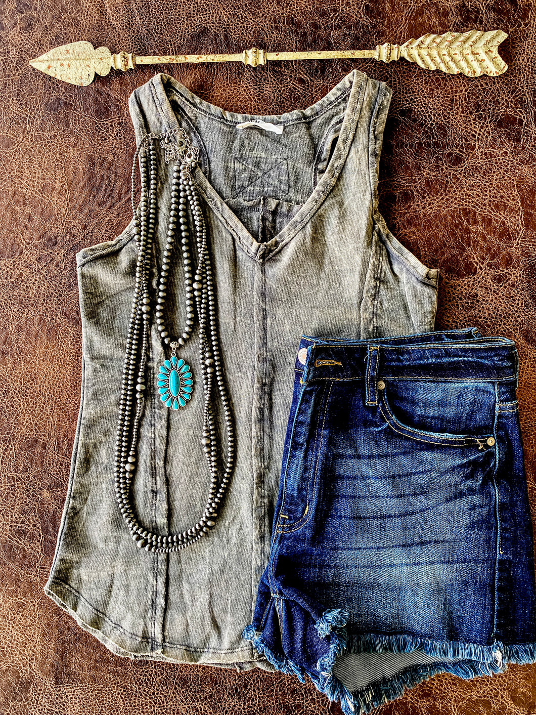 Winona Mineral Wash Tank {Mocha Grey}