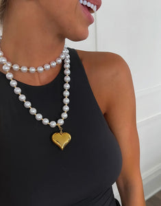 Wrap Around Pearl Heart Necklace