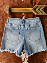 Ada Asymmetrical Distressed Shorts {Light Denim}