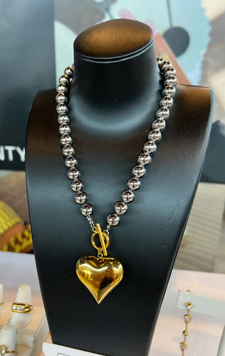 Glam Heart Mixed Metals Necklace