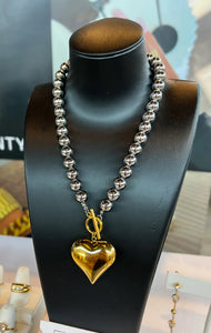 Glam Heart Mixed Metals Necklace