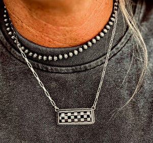 Western Checker Bar Necklace