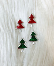 Glitter Christmas Tree Earrings {Red}