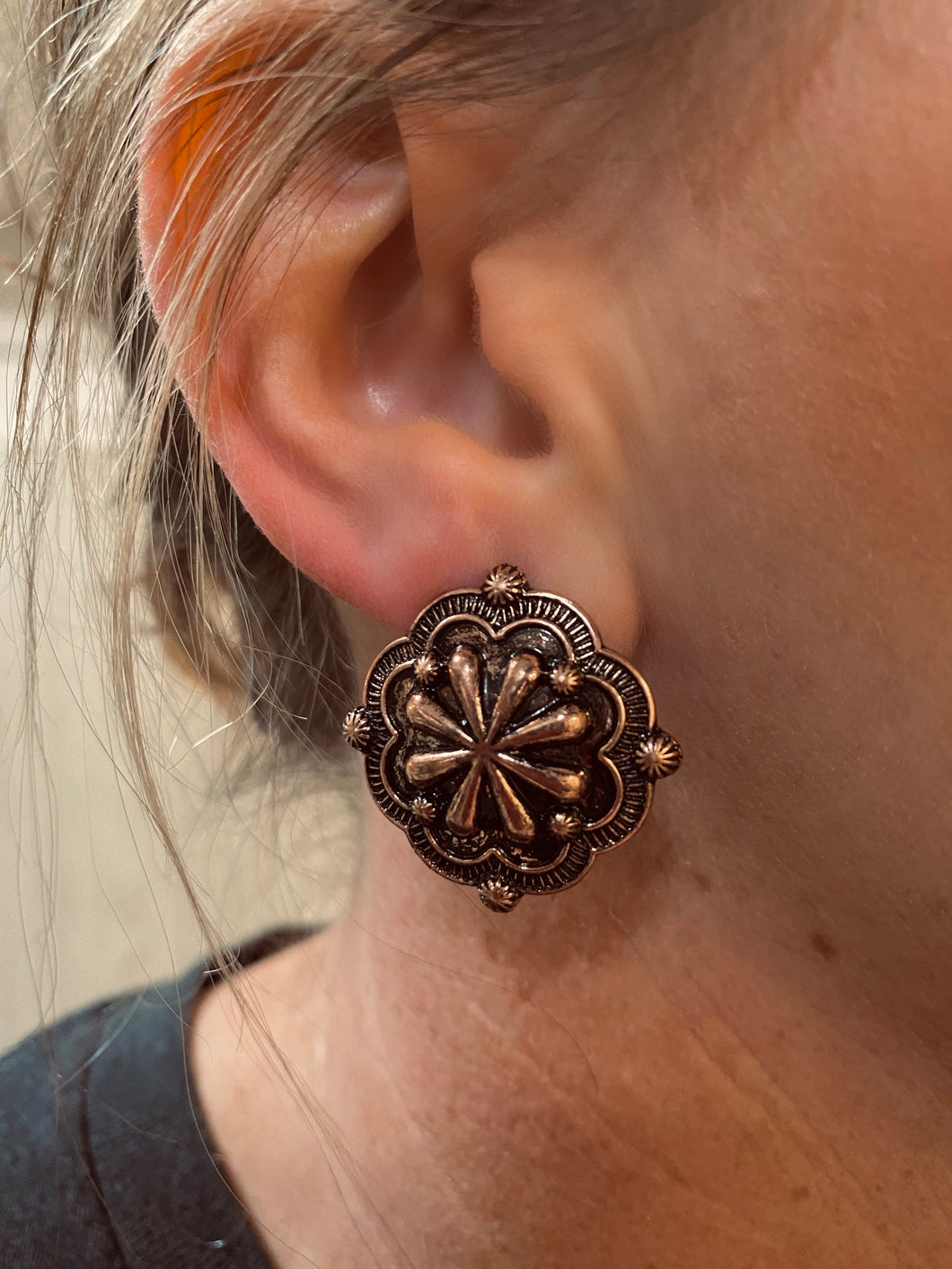 Greeley Large Concho Earrings {Copper}