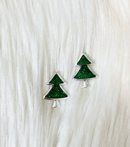 Glitter Christmas Tree Earrings {Green}