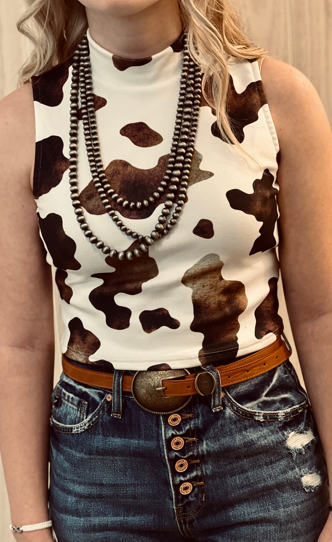 Cow Print Cropped Tank