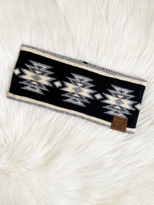 Gallup Aztec Knit Headband {Black/Grey}