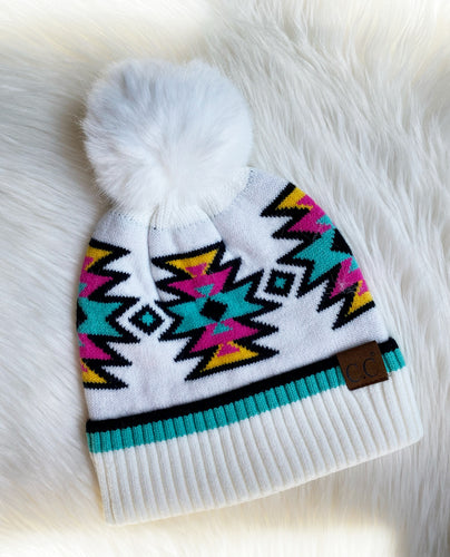 Gallup Aztec Beanie {White}