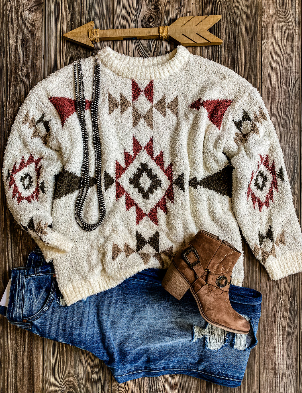 The Chandler Aztec Sweater {Cream}