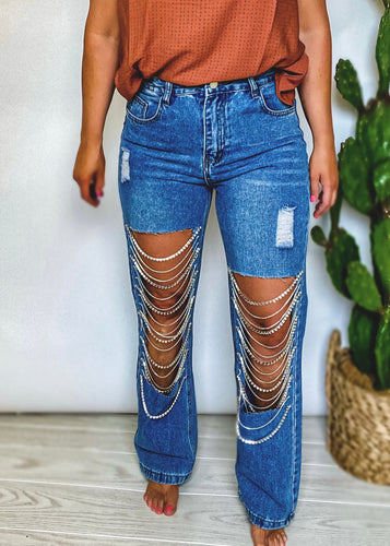 Rhinestone Denim Jeans