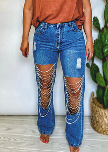 Rhinestone Denim Jeans