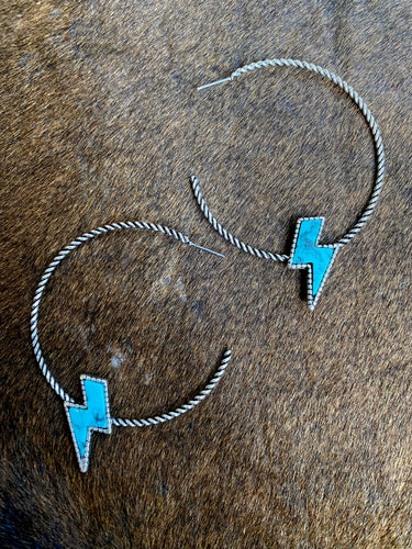 Bolt Hoop Earrings {Turquoise}