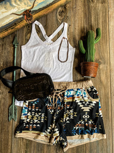 Monterey Aztec Shorts {Tan}