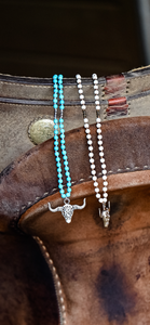 Beaded Bull Skull Necklace Set {Turquoise}