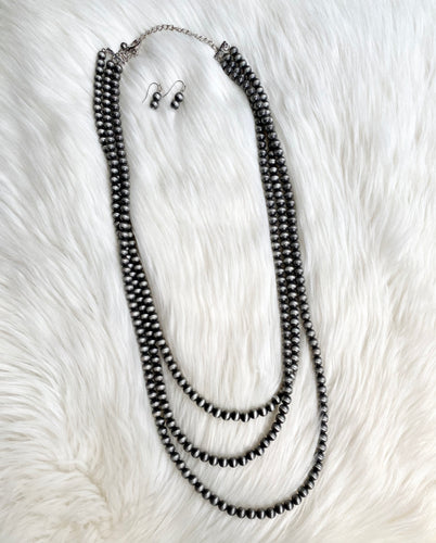 3 Strand 32” Navajo Pearl Necklace Set