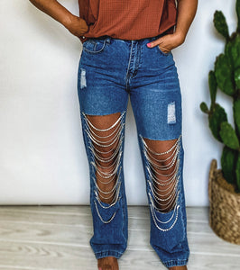 Rhinestone Denim Jeans