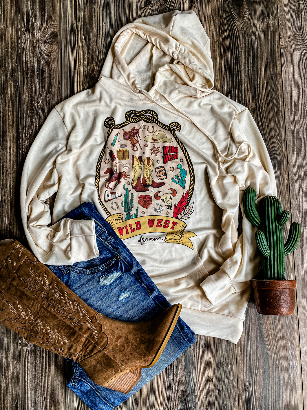 Wild West Hoodie {Cream}