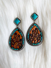 Turquoise Leather Cactus Earrings